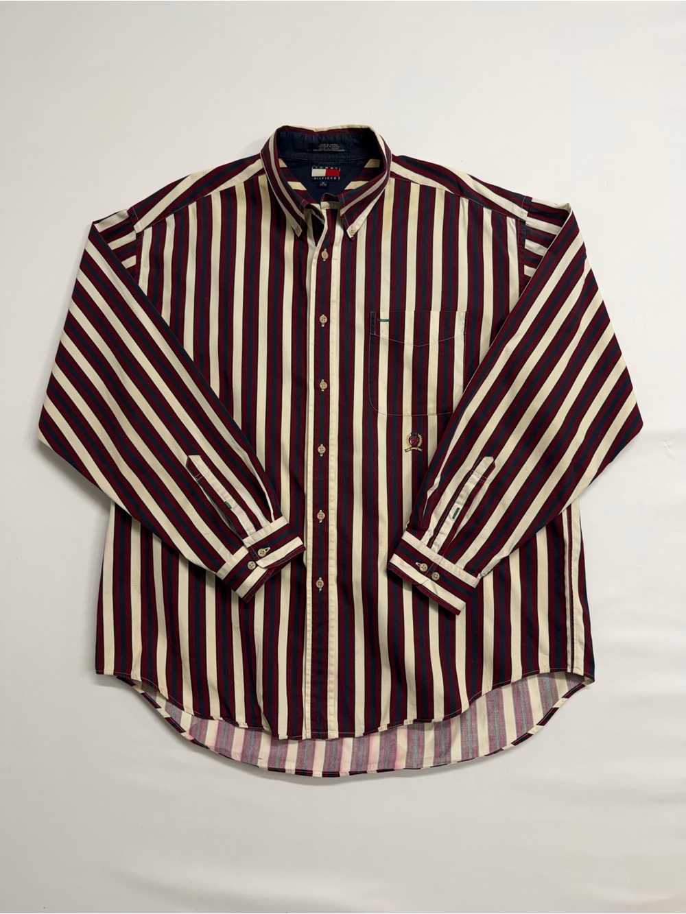 Vintage 90s Tommy Hilfiger Striped Button-Up | XL